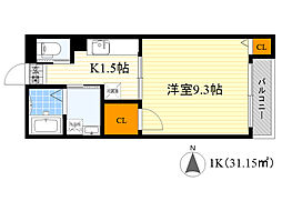 コーポエビス ワンルームの間取図画像