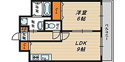 リヴェール楠根 1LDKの間取図画像