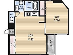 エムズ大宮 1LDKの間取図画像