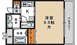 ウィスタリア京橋 1Kの間取図画像