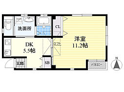 マイホーム鶴見 1DKの間取図画像