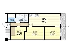シャトー三愛 3LDKの間取図画像