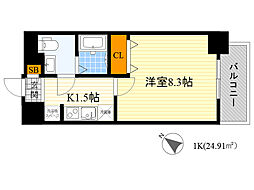 アドバンス大阪城エストレージャ 1Kの間取図画像