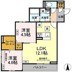 青木ビル 2LDKの間取図画像