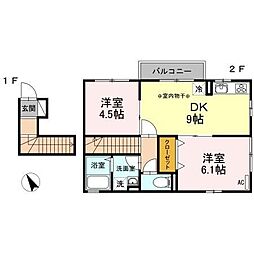 メゾン丸山 2DKの間取図画像