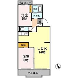 ハビテーションWADA 2LDKの間取図画像