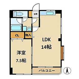 メゾンドA2 1LDKの間取図画像