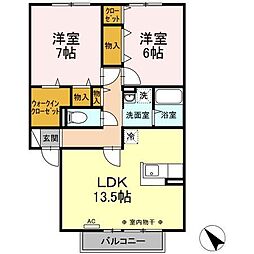 ラルフェリス 2LDKの間取図画像