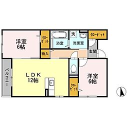 マメゾンクラミ 2LDKの間取図画像