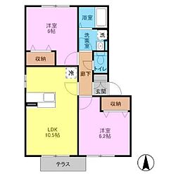 フレアウエスト 2LDKの間取図画像