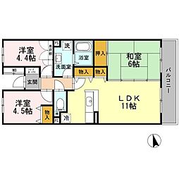 ヴェルビュー壱番館 3LDKの間取図画像