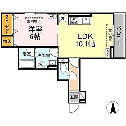 パラディーゾ湘南 1LDKの間取図画像