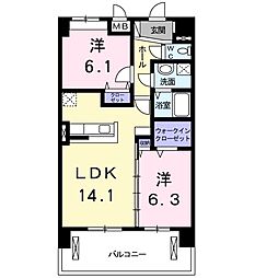 アルール1 2LDKの間取図画像