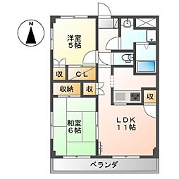 ピュア海老名 2LDKの間取図画像