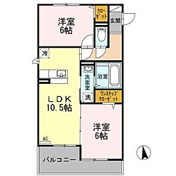 カサブランカ 2LDKの間取図画像