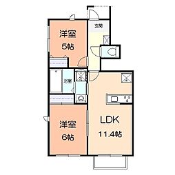 リリークレールII 2LDKの間取図画像