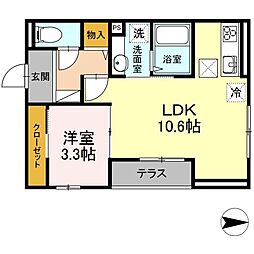 ディアコート 1LDKの間取図画像
