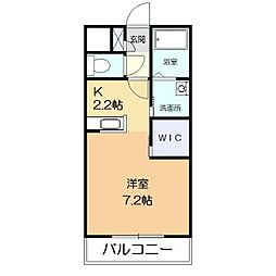 グランソレイユ二子 1Kの間取図画像