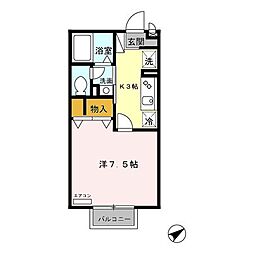 モンターニャ 1Kの間取図画像