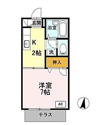 エーデルハイム 1Kの間取図画像