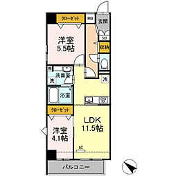 プルメリア 2LDKの間取図画像
