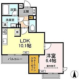 シャーメゾン大和東レジデンス 1LDKの間取図画像
