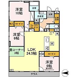 ルミエール大和東 3LDKの間取図画像