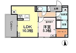 江リシア泉町 1LDKの間取図画像