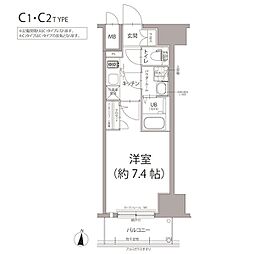 エスリード栄ラ・ヴィ 1Kの間取図画像