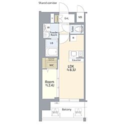 名古屋市北区若葉通1丁目マンション 1LDKの間取図画像
