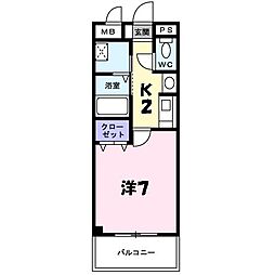 さくらハイツ 1Kの間取図画像