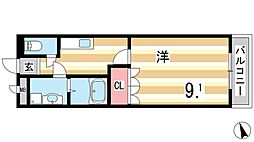 レジデンスE&R 1Kの間取図画像