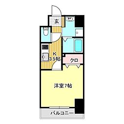 グリーンコート 1Kの間取図画像