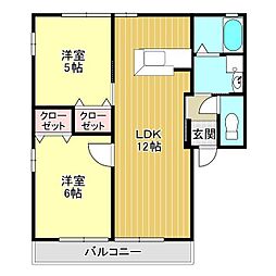レトアレインボーB 2LDKの間取図画像