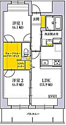 グラン トガリーゼ 2LDKの間取図画像