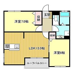 レアールコモド 2LDKの間取図画像