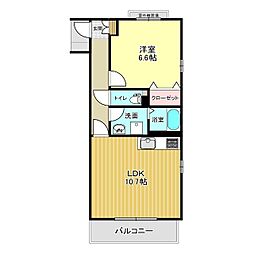 グリーンヒルズEAST1 1LDKの間取図画像
