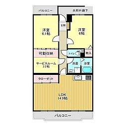 グリーングラスS 2LDKの間取図画像
