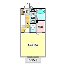 祖谷形の杜二番館 1Kの間取図画像