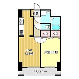 モアナコート 1LDKの間取図画像
