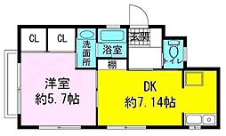 MICASA2000 1DKの間取図画像