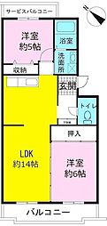 アヴニールドゥモエ 2LDKの間取図画像