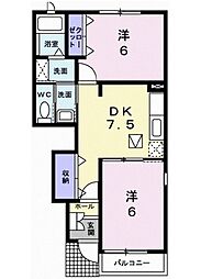 ベルグランデ 2DKの間取図画像