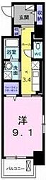 ジュネストラント 1Kの間取図画像