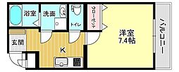 ラヴィオーブ 1Kの間取図画像
