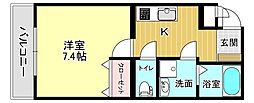 ラヴィオーブ 1Kの間取図画像