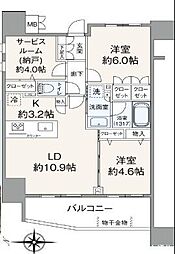 アビダス舎人テラス 2SLDKの間取図画像