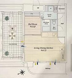 コム戸山台 1LDKの間取図画像