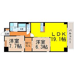 オルソパール伝馬 2LDKの間取図画像