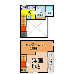 ラカーサ大曽根 1Kの間取図画像